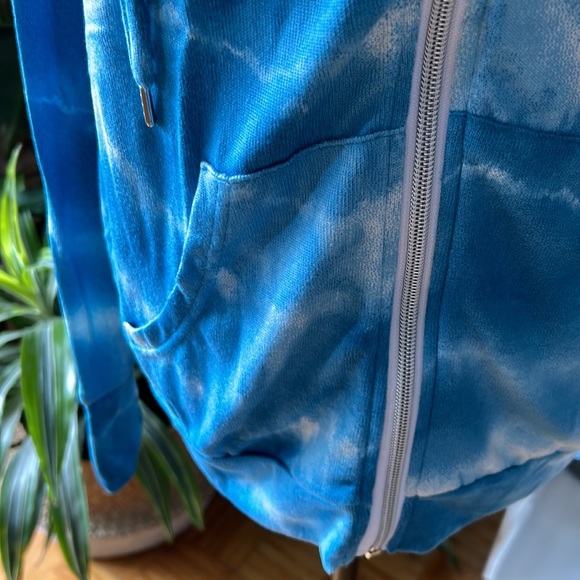 HOODIE zip up hoodie teal tie dye size large - Picture 7 of 11